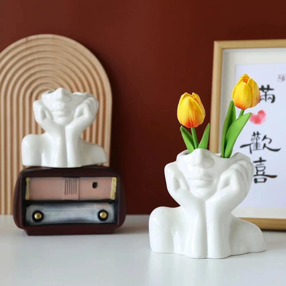 Ceramic Vase - Face Sculpture