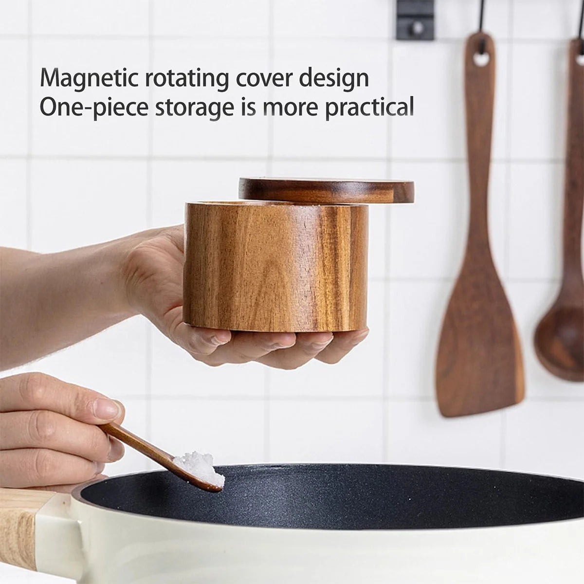 Salt Shaker with Spoon and Swivel Lid