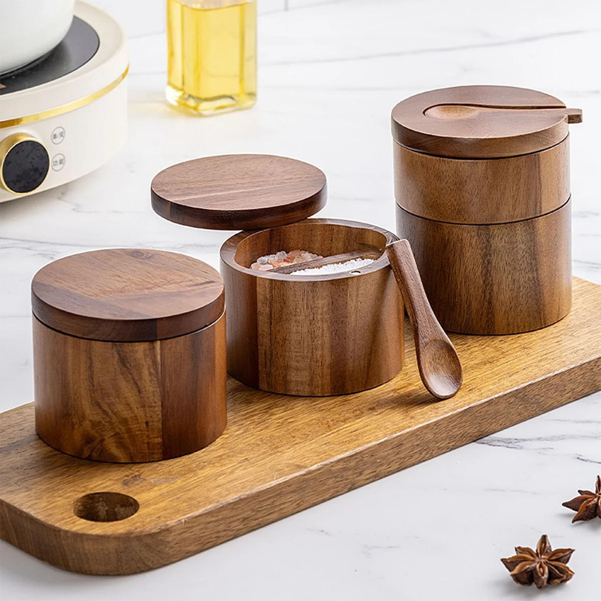 Salt Shaker with Spoon and Swivel Lid